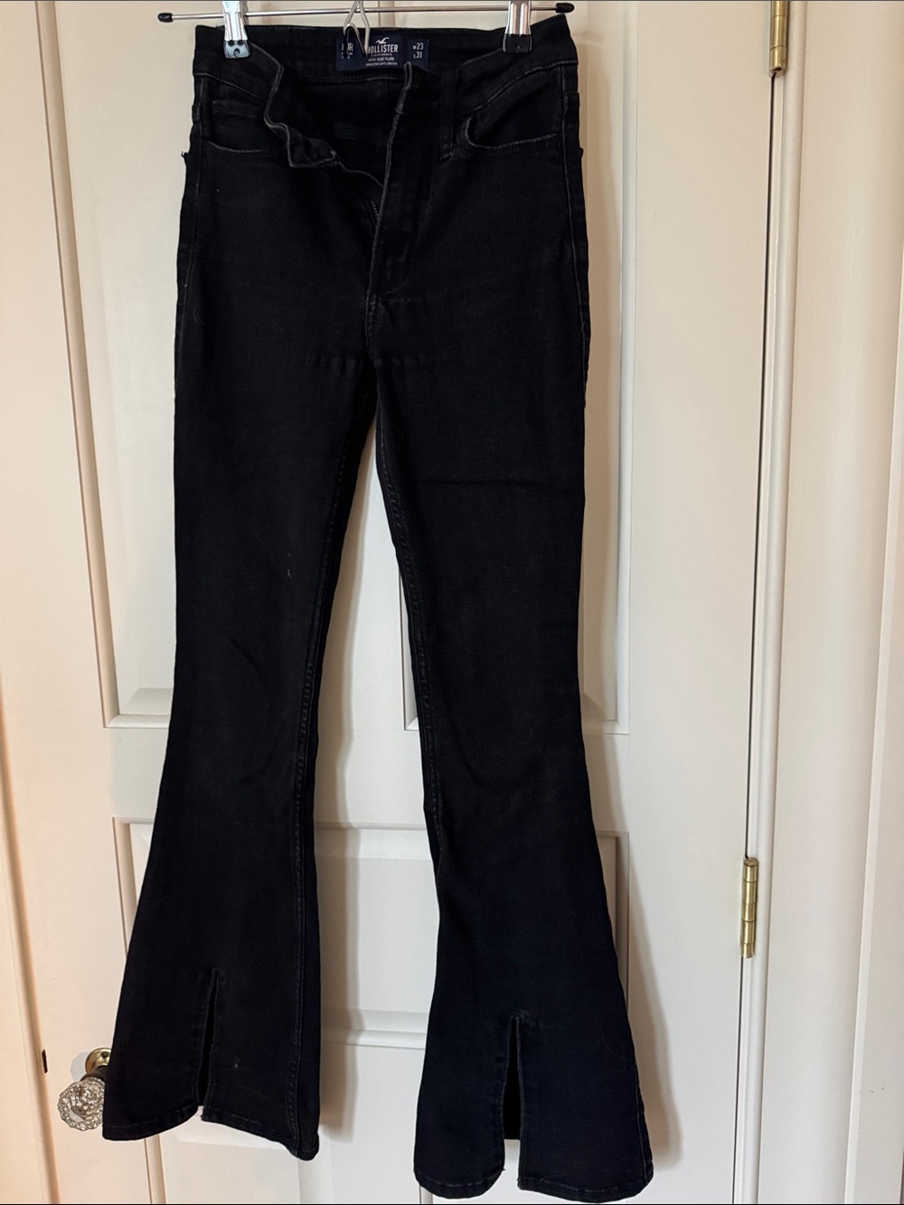 Hollister Black High-Rise Flare Jeans with Front Slits